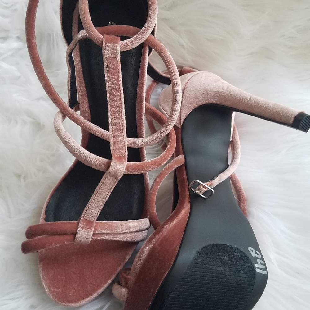 Pink suede heels